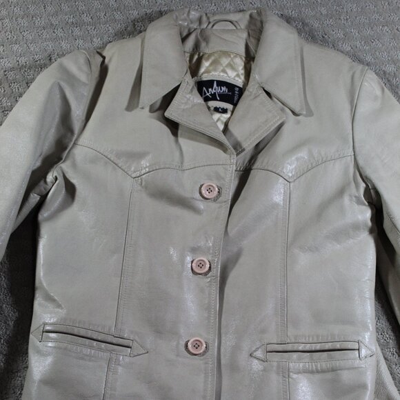 AnJun Collections by A-1 Global Size L Cream Leather Jacket - Picture 2 of 8